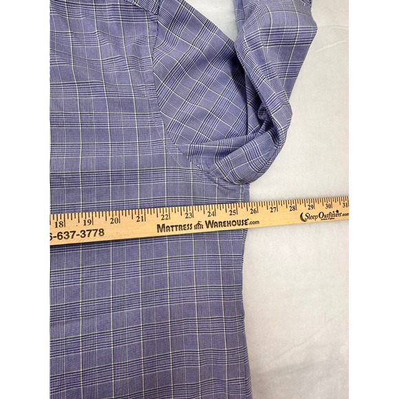 Van Heusen Flex Slim Fit Stretch Dress Shirt Blue Glen Plaid Mens 17.5 32/33 XL - Picture 6 of 10